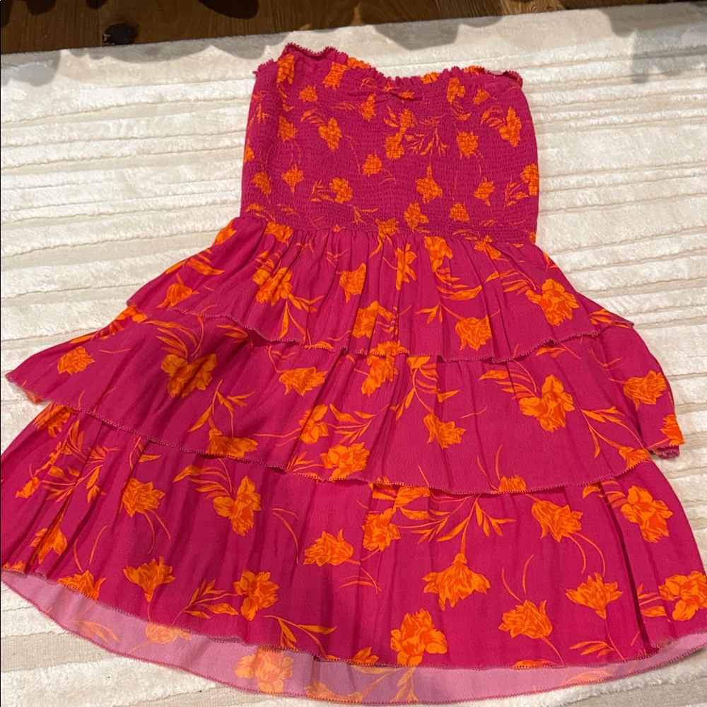 Blue Life Pink and Orange Floral Mini Dress